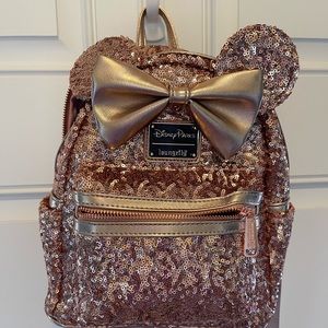 Rose gold Minnie Mouse loungefly back pack